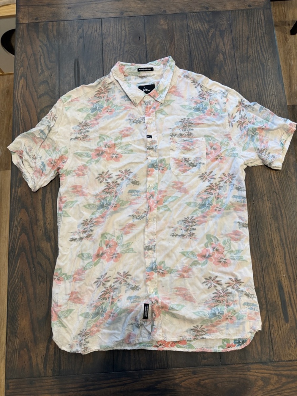 Imperial Motion White Short-Sleeve Floral Button-Down Shirt